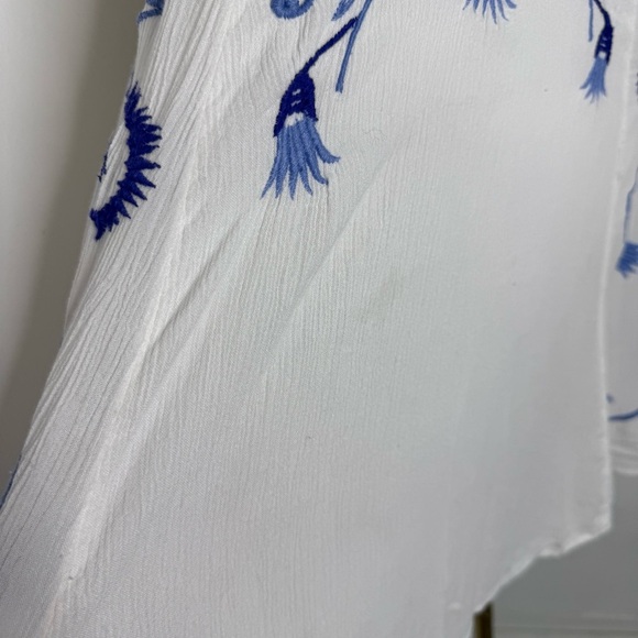 Free People Adelaide Festival Slip Dress Ivory White with Blue Embroidery Large - Picture 8 of 10